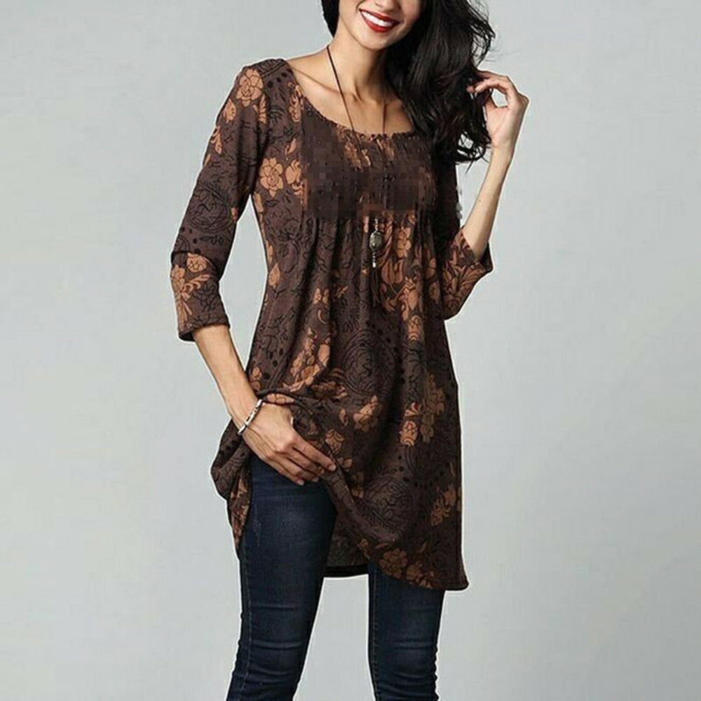 Tunic Top Shirt Blouse Top ¾ Sleeve Large